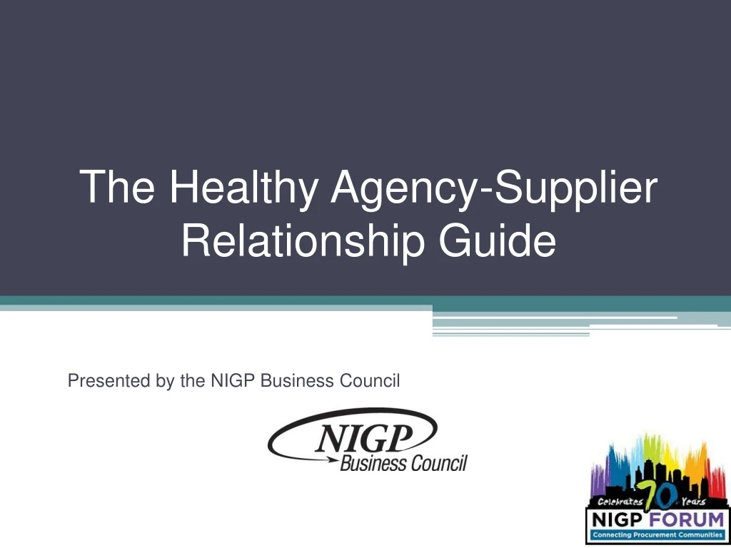 the healthy agency supplier relationship guide