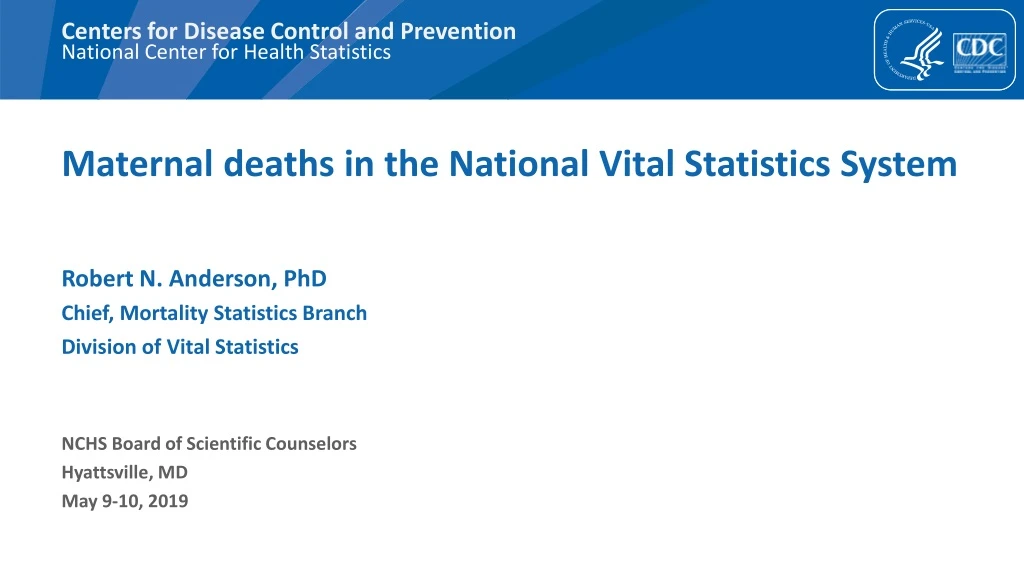 maternal deaths in the national vital statistics system