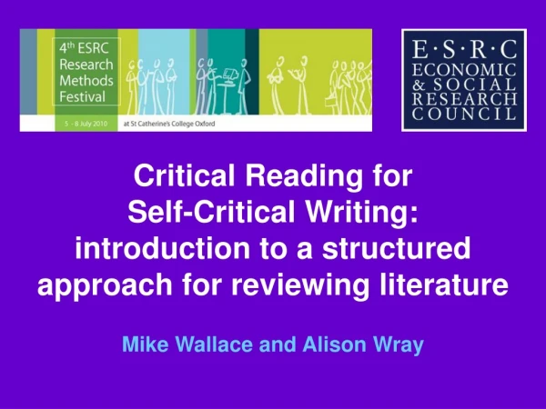 Critical Reading for Self-Critical Writing: