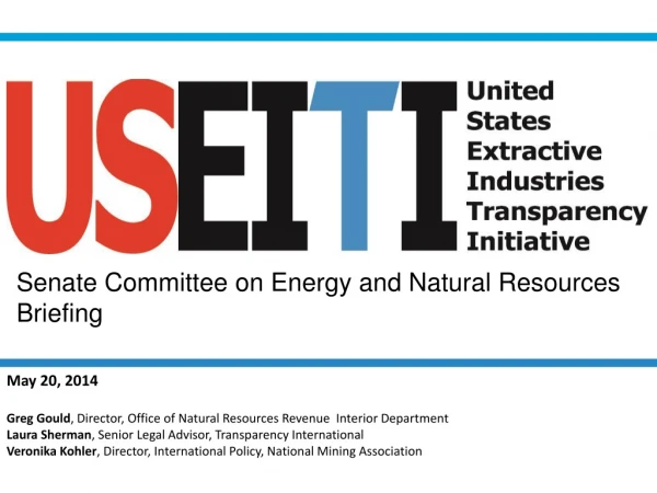 Senate Committee on Energy and Natural Resources Briefing