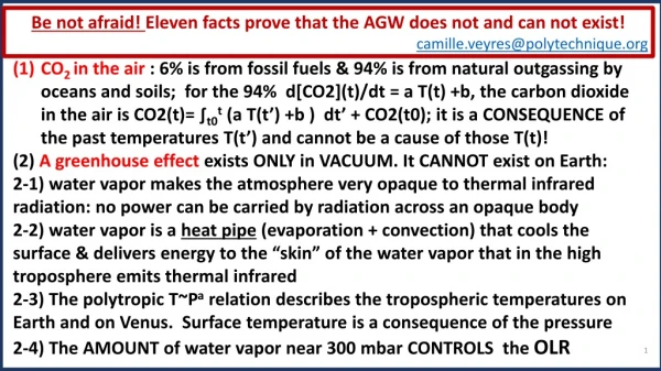 Be not afraid! Eleven facts prove that the AGW does not and can not exist!