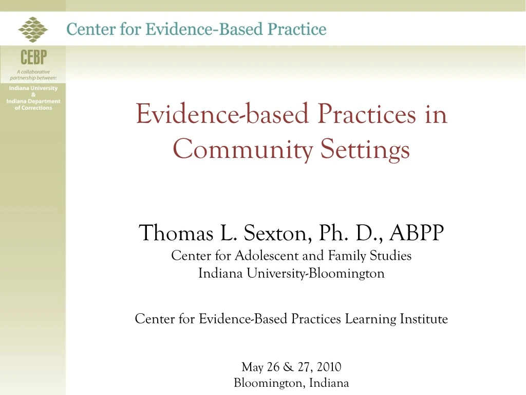 evidence based practices in community settings