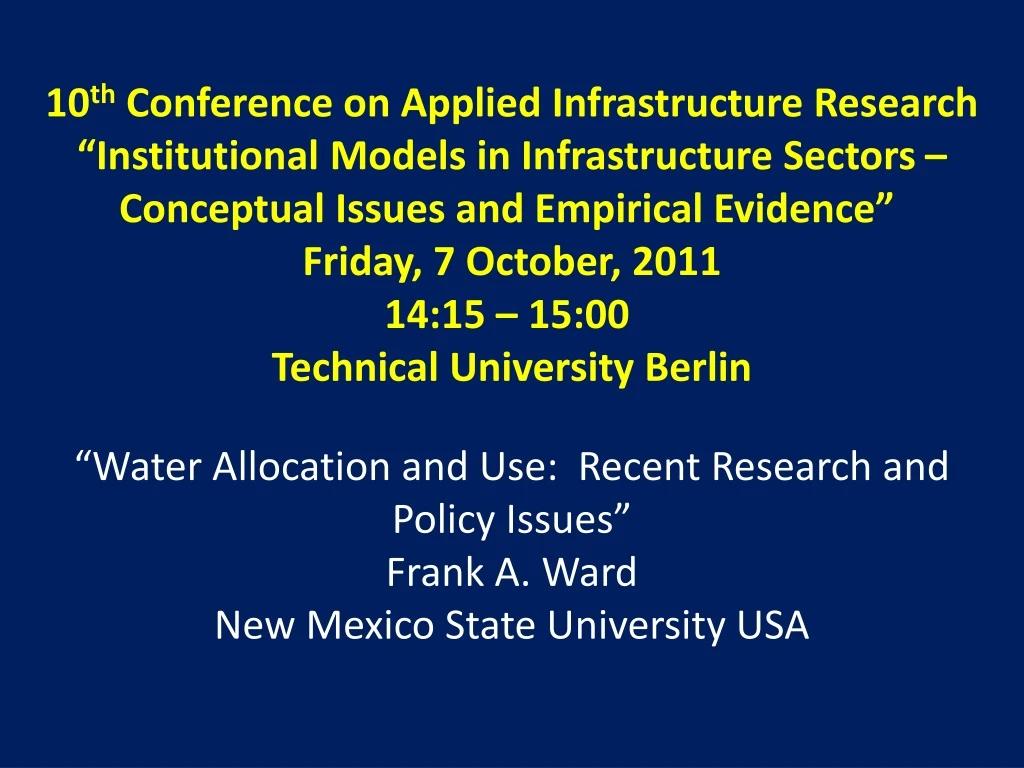 10 th conference on applied infrastructure