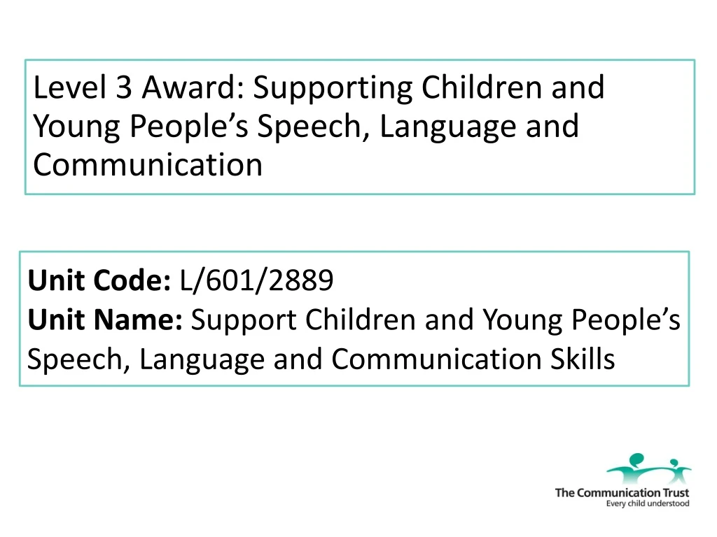 level 3 award supporting children and young