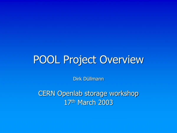 POOL Project Overview