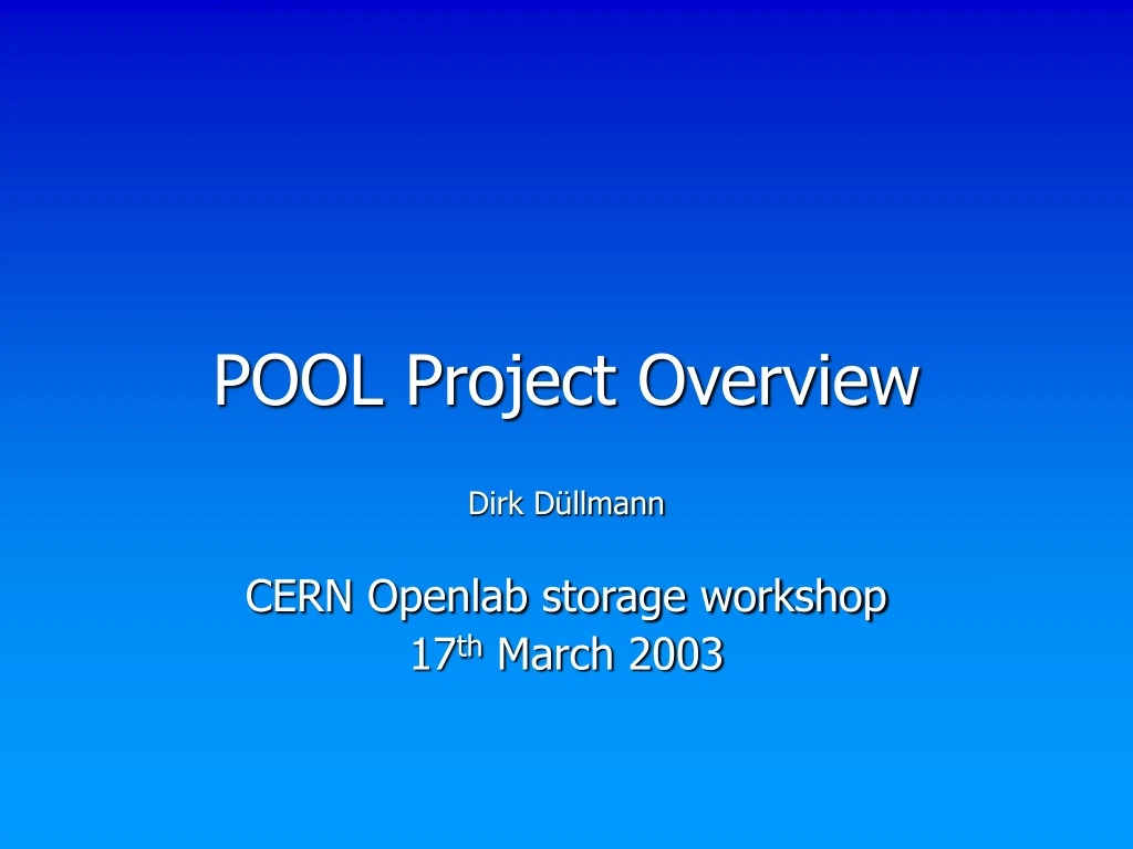 pool project overview