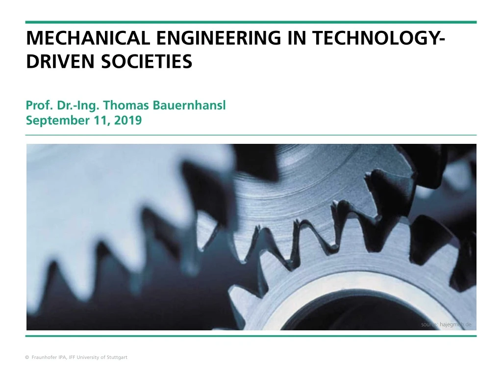 mechanical engineering in technology driven societies