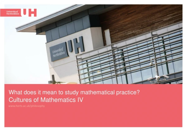 What does it mean to study mathematical practice? Cultures of Mathematics IV