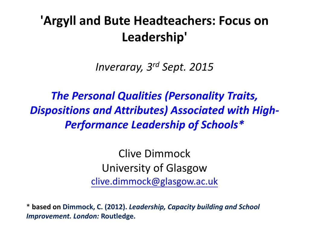 argyll and bute headteachers focus on leadership
