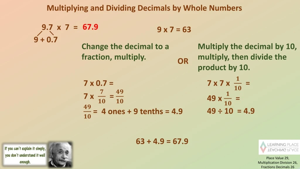 multiplying and dividing decimals by whole numbers