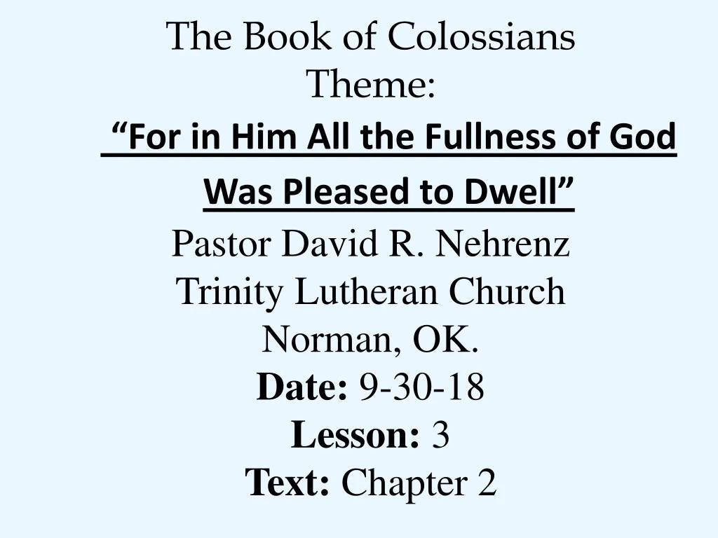 the book of colossians theme