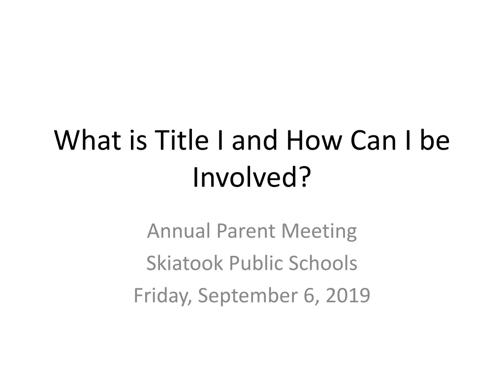 what is title i and how can i be involved