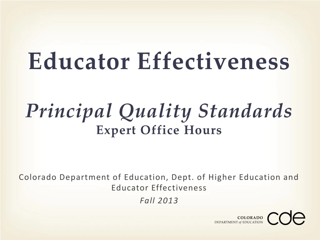 educator effectiveness principal quality standards expert office hours