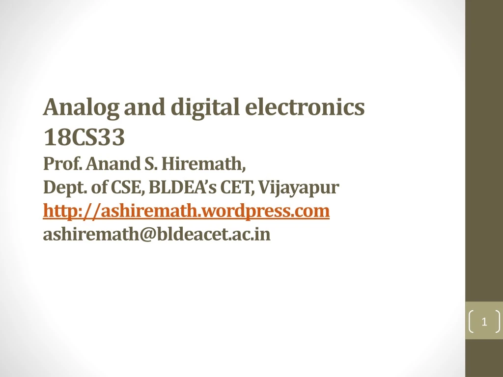 analog and digital electronics 18cs33 prof anand