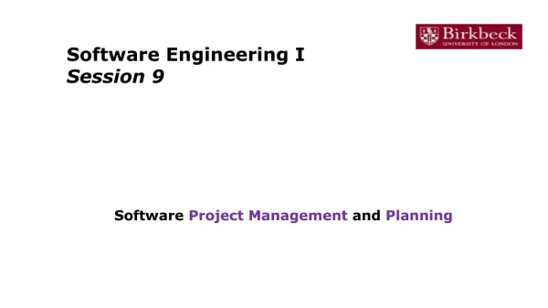 Software Engineering I Session 9