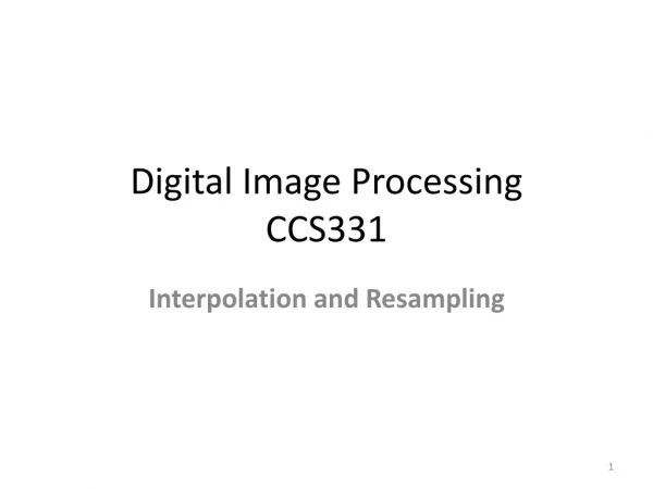 Digital Image Processing CCS331
