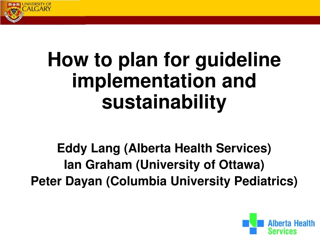 how to plan for guideline implementation