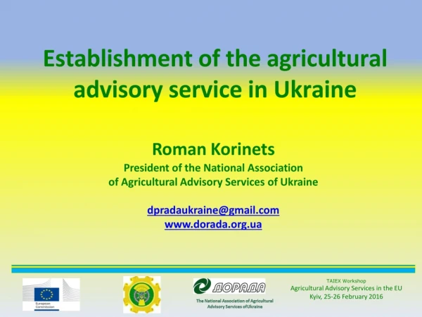 Establishment of the agricultural advisory service in Ukraine