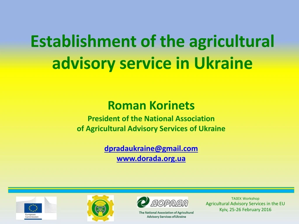 establishment of the agricultural advisory service in ukraine