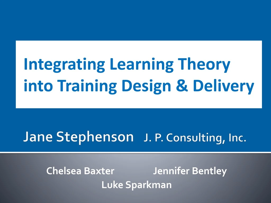 integrating learning theory into training design delivery
