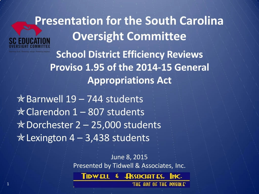 presentation for the south carolina oversight committee