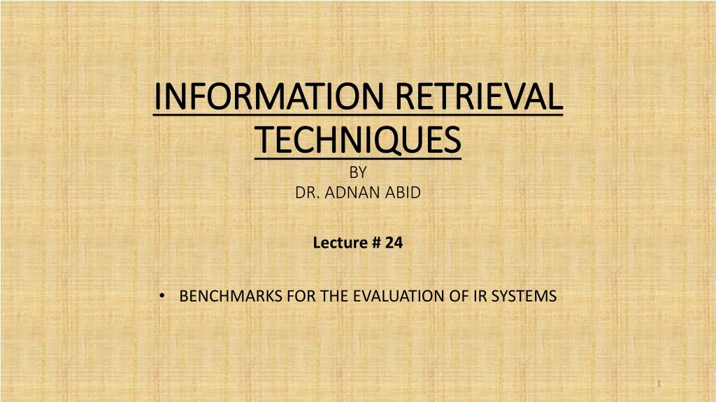 information retrieval techniques by dr adnan abid