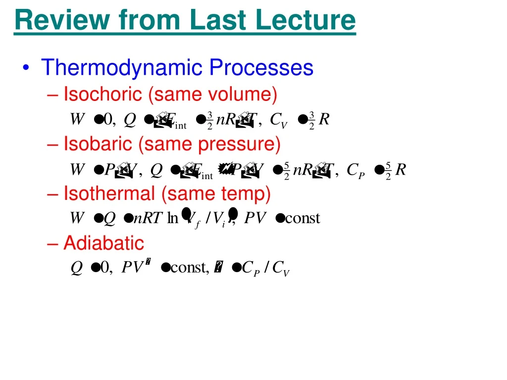 review from last lecture