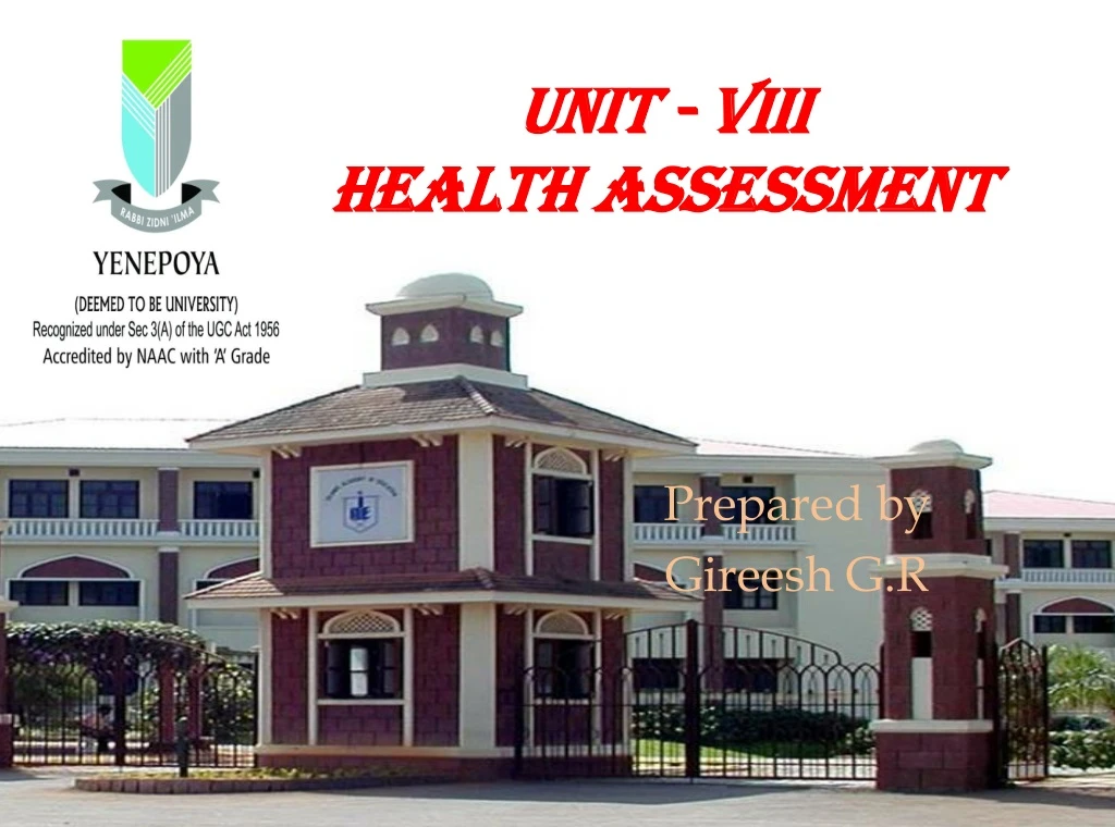 unit viii health assessment