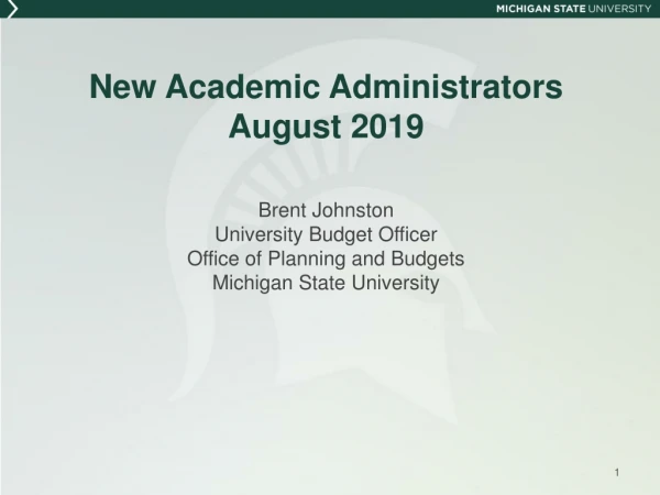 New Academic Administrators August 2019