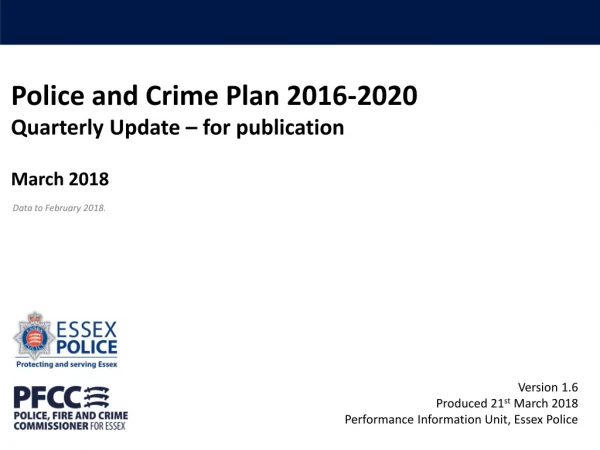 Police and Crime Plan 2016-2020 Quarterly Update – for publication