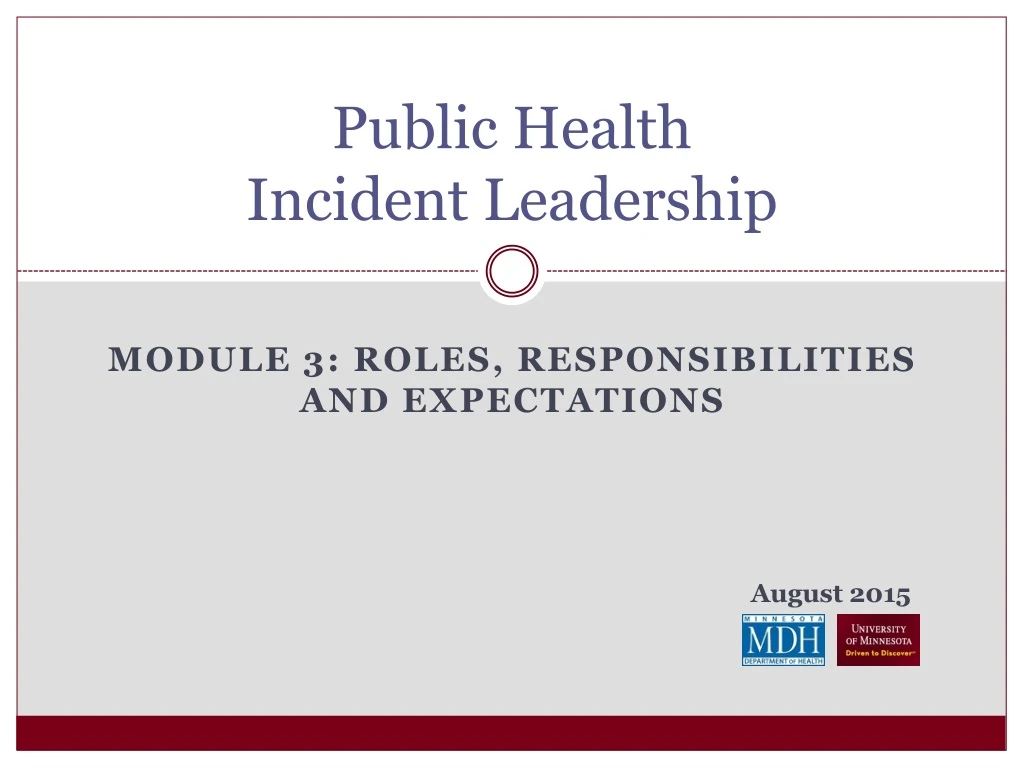 public health incident leadership