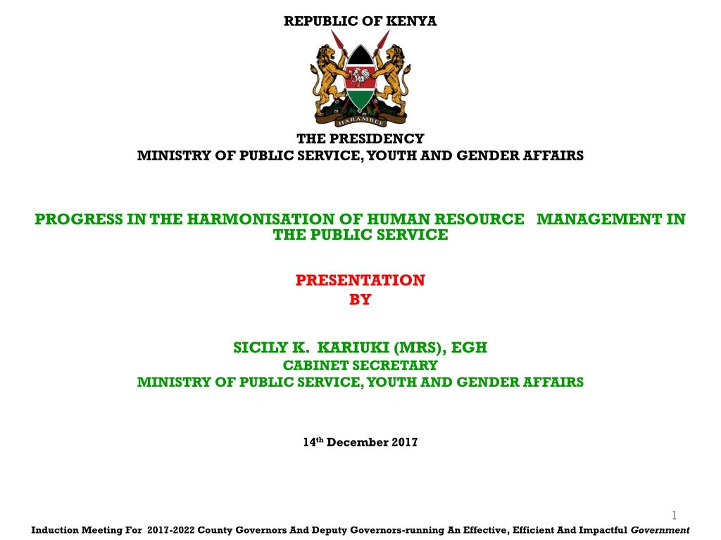 republic of kenya the presidency ministry