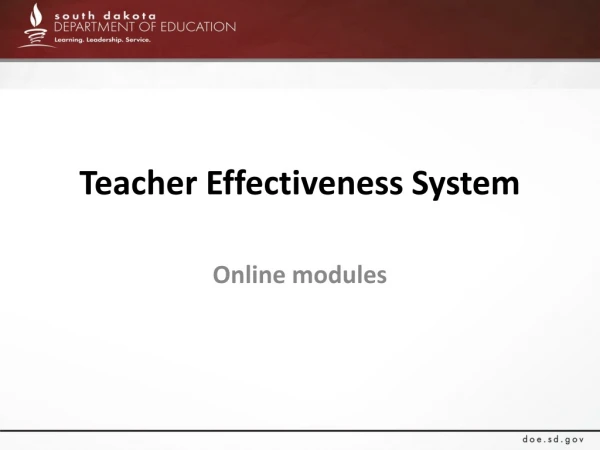 Teacher Effectiveness System