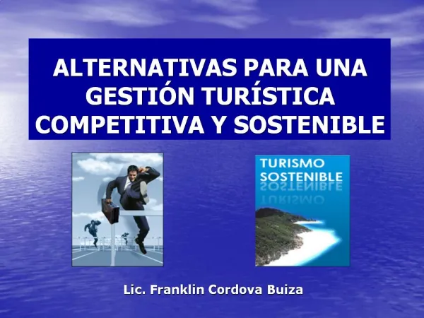 ALTERNATIVAS PARA UNA GESTI N TUR STICA COMPETITIVA Y SOSTENIBLE