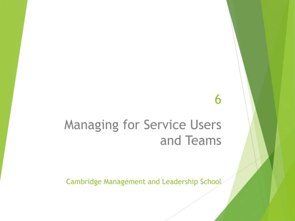 Managing for Service Users and Teams