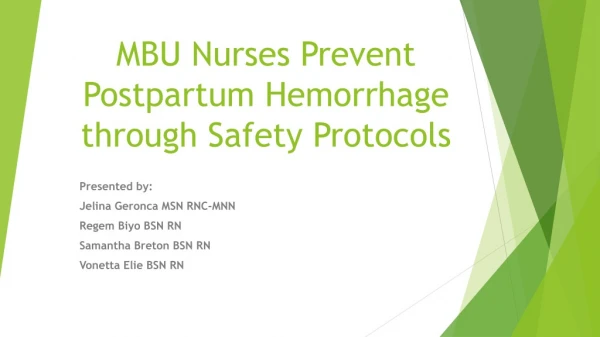 MBU Nurses Prevent Postpartum Hemorrhage through Safety Protocols