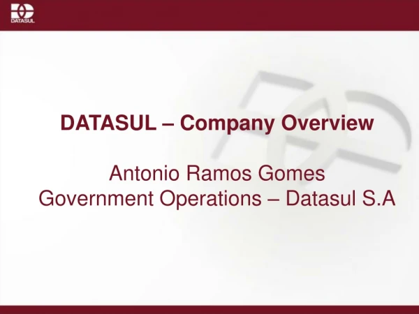 DATASUL – Company Overview Antonio Ramos Gomes Government Operations – Datasul S.A
