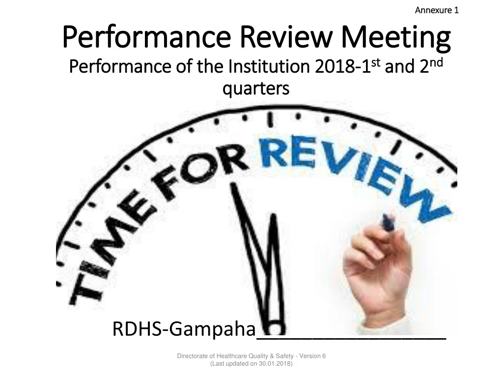 annexure 1 performance review meeting performance of the institution 2018 1 st and 2 nd quarters