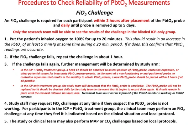 Procedures to Check Reliability of PbtO 2 Measurements