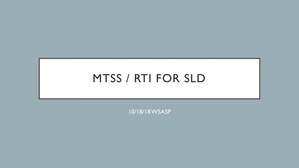 MTSS / RTI for Sld