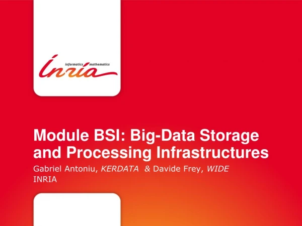 Module BSI: Big-Data Storage and Processing Infrastructures