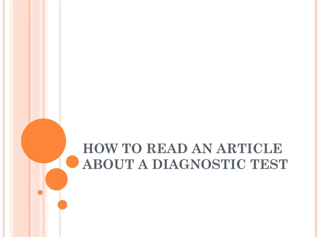 how to read an article about a diagnostic test