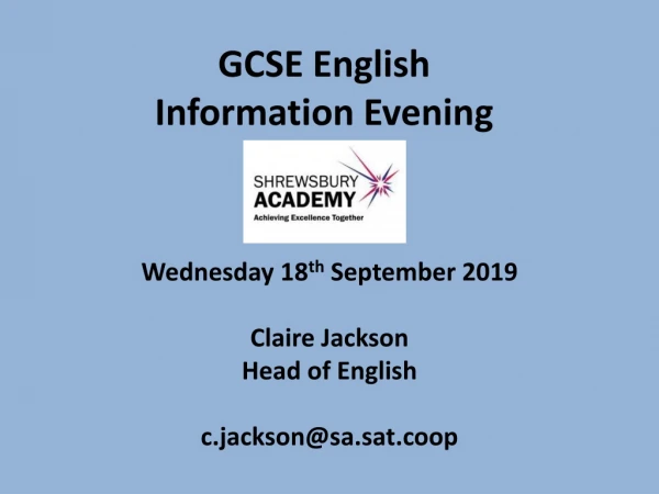 GCSE English Information Evening