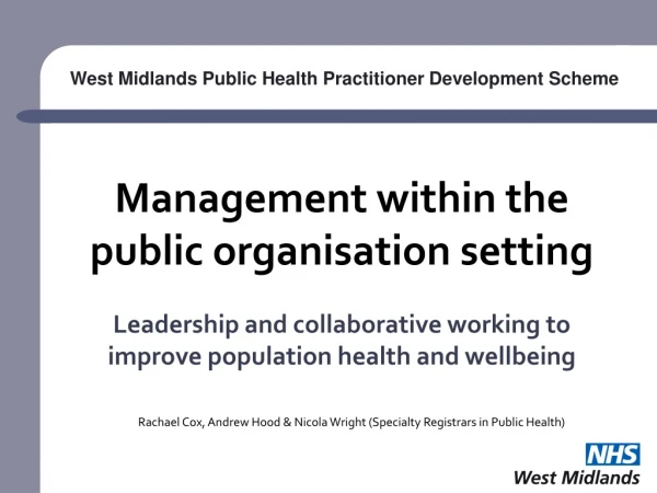 West Midlands Public Health Practitioner Development Scheme