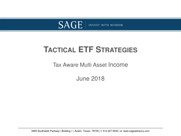 Tactical ETF Strategies Tax Aware Multi Asset Income June 2018