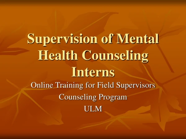 Supervision of Mental Health Counseling Interns