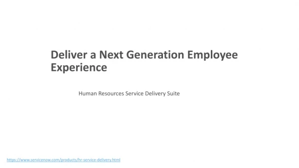 Deliver a Next Generation Employee Experience