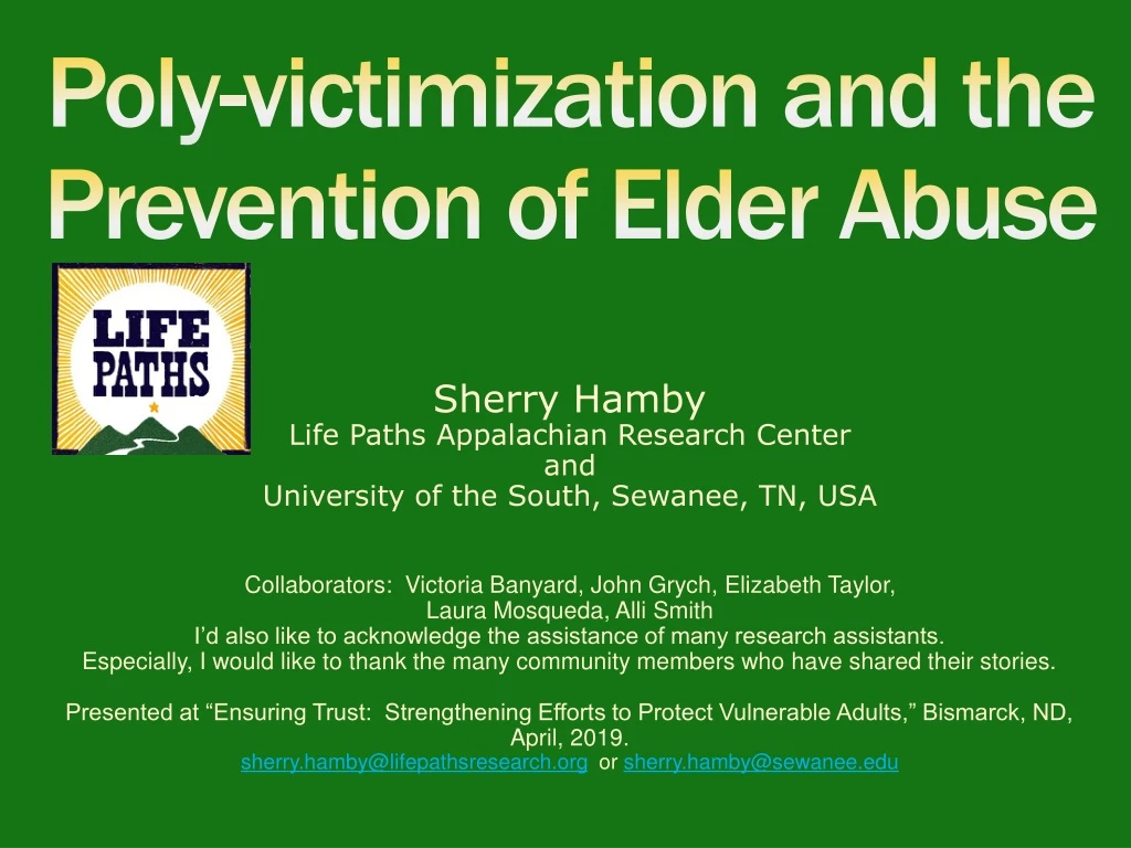 poly victimization and the prevention of elder