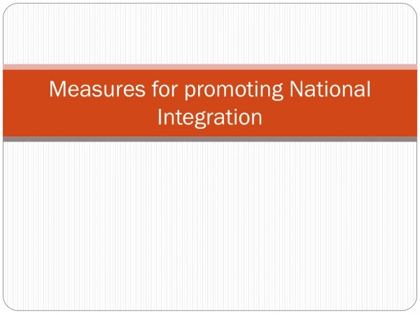 Measures for promoting National Integration