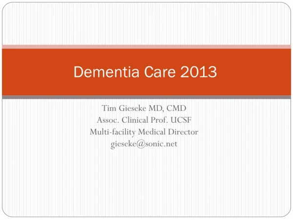 Dementia Care 2013